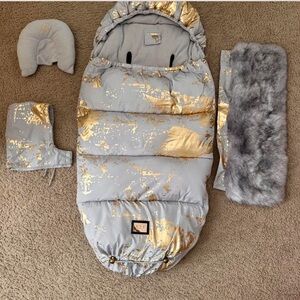 Gold and Gray Baby Stroller Sleeping Bag, Footmuff